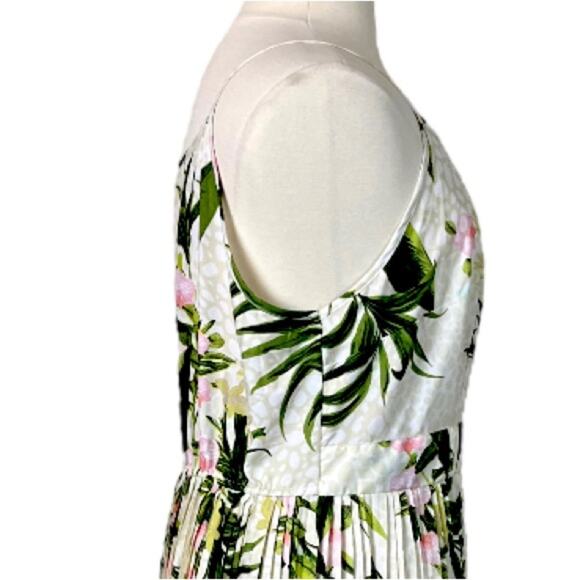 Mlle Gabrielle Maxi Dress Pleated Green Pink Tropical Print New Women’s Size 2X - Picture 8 of 16